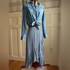 Blue Gingham Women's Skirt Size‎ Medium